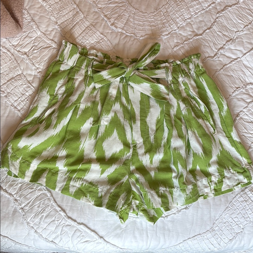 Anthropologie High Waist Green and White Shorts
